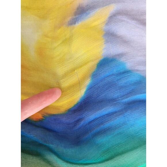 NWD Anthropologie Vineet Bahl Colorful Blurred Sheer Train Dress Sz L #MB426 - Picture 9 of 14